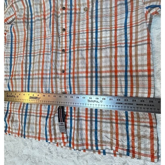 Phat Farm Mens Button Up Cotton Textured Multicolor Plaid Shirt XXL Short Sleeve - Picture 9 of 9